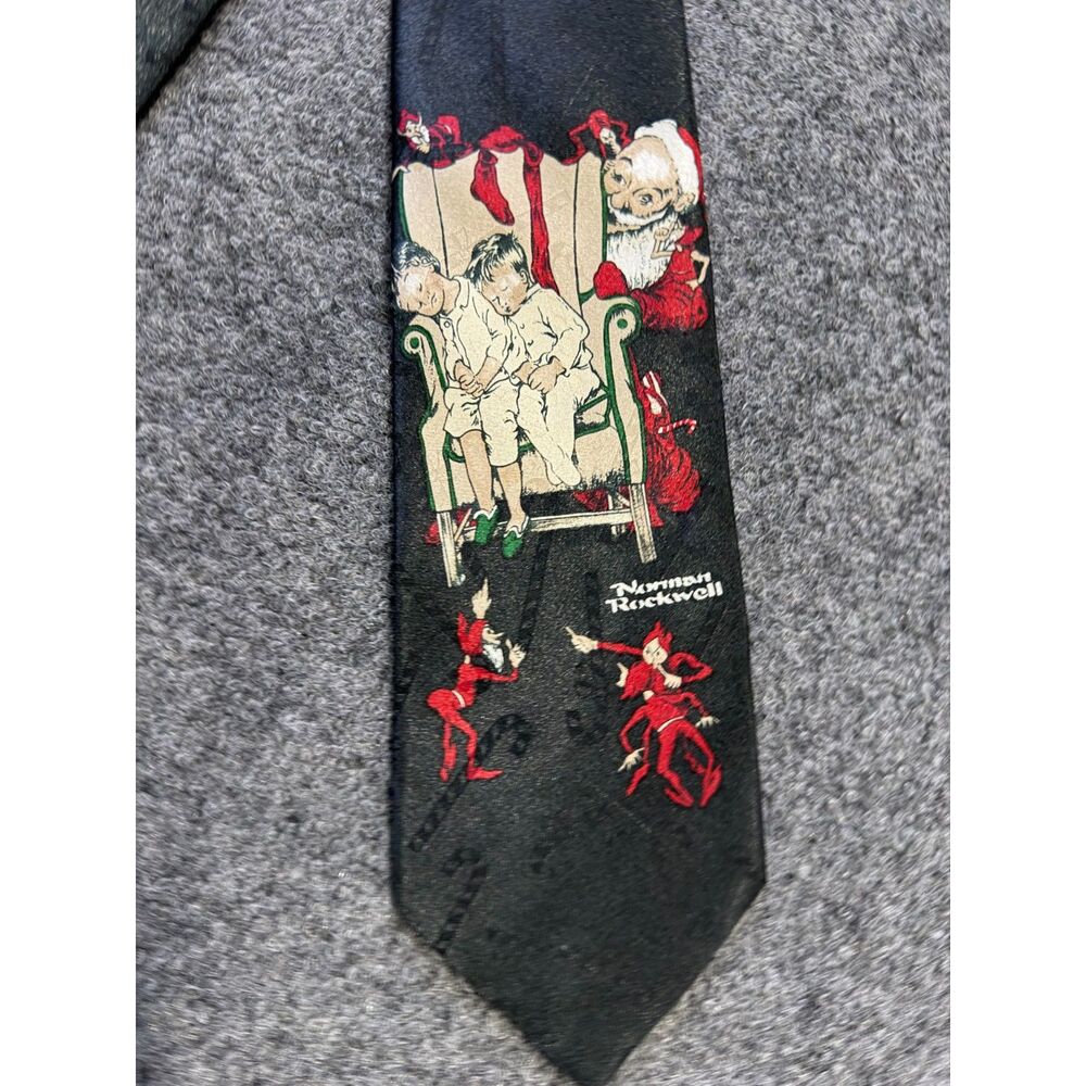 Yule Tie Greetings Norman Rockwell Children Sleeping Christmas Necktie